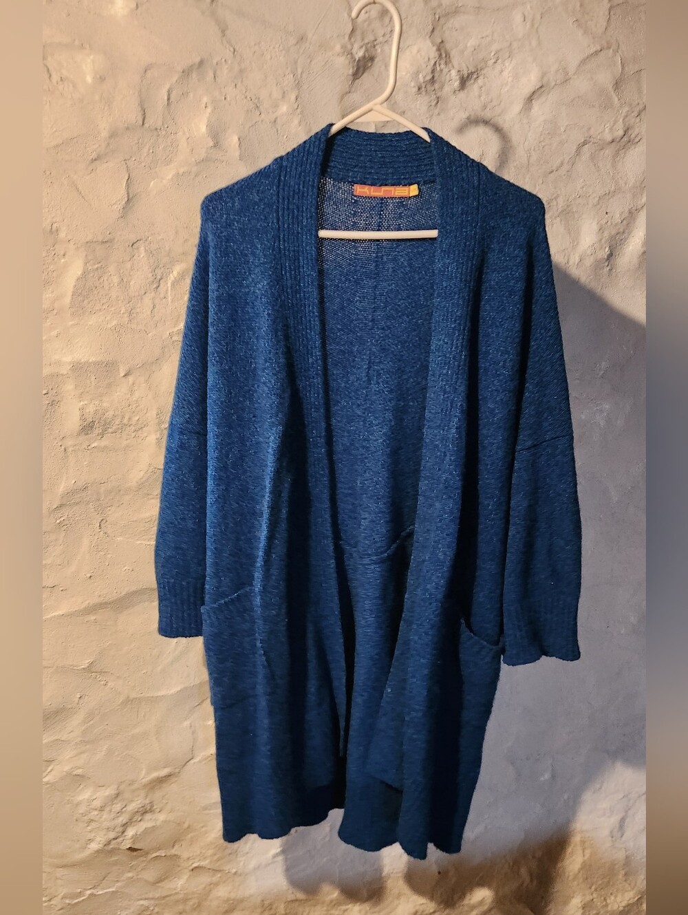 Kuna Luxury Alpaca Blue Longline Duster Cardigan Sweater Pockets Size S M Knit